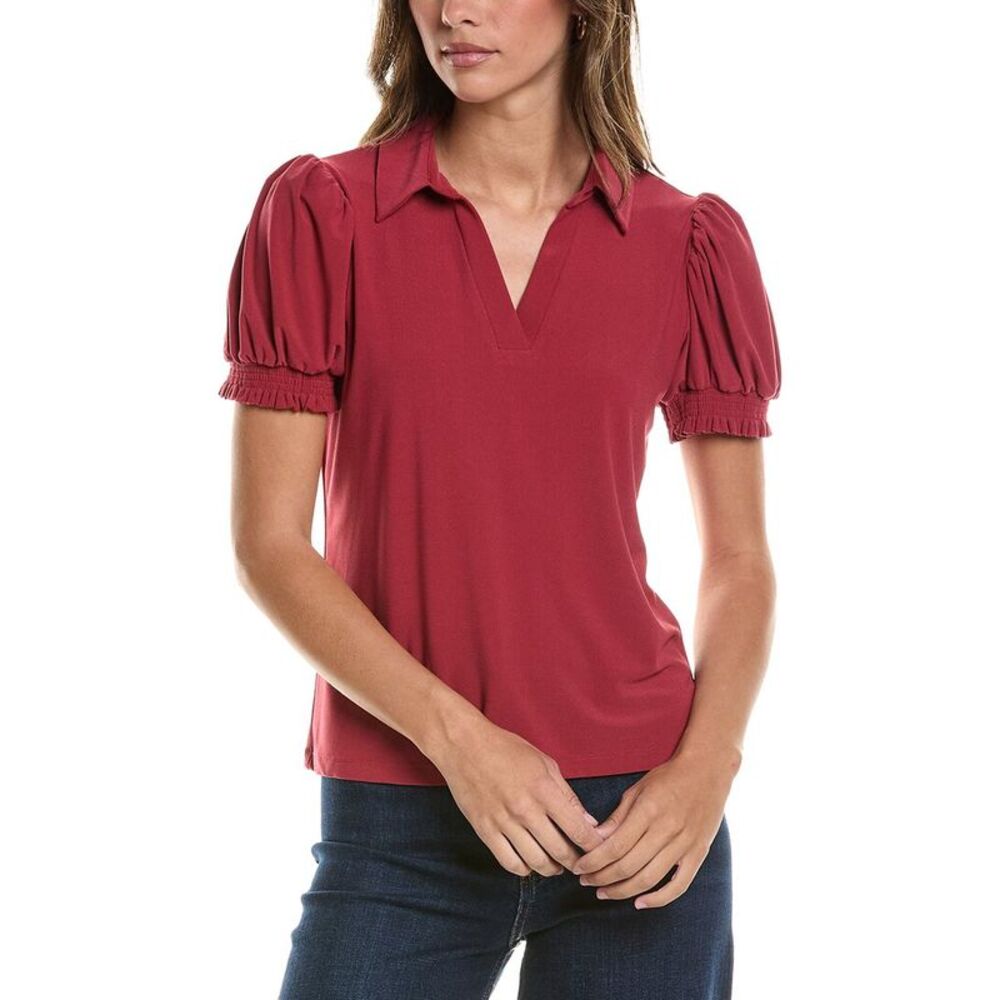 Cece Womens  Split Neck Collared Top